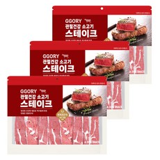 꼬리치는강아지 강아지 스테이크 건조간식, 400g, 3개, 소고기바
