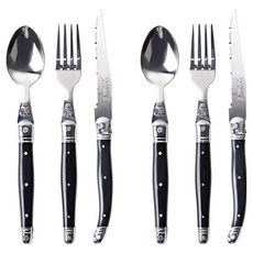 장듀보 라귀올 디너 스푼 + 포크 + 나이프 세트, 블랙, 2세트