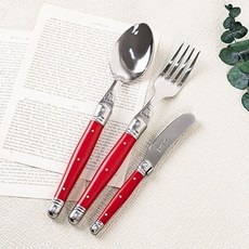 장듀보 라귀올 디너스푼 + 포크 + 버터나이프 세트, 레드, 1세트, 스푼 + 포크 + 버터나이프