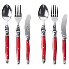 장듀보 라귀올 디너스푼 + 포크 + 버터나이프 세트, 레드, 2세트, 스푼 + 포크 + 버터나이프