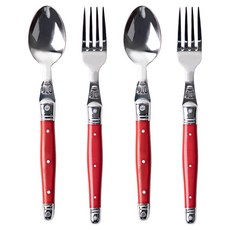 장듀보 라귀올 디너스푼 + 포크 세트, 레드, 2세트, 스푼 + 포크