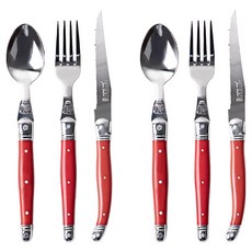 장듀보 라귀올 디너 스푼 + 포크 + 나이프 세트, 레드, 2세트