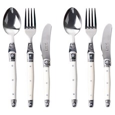 장듀보 라귀올 디너스푼 + 포크 + 버터나이프 세트, 화이트, 2세트, 스푼 + 포크 + 버터나이프