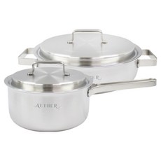 AETHER 電磁爐 IH無研磨劑 304不鏽鋼鍋具 2件組 C