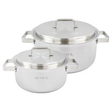 AETHER 電磁爐 IH無研磨劑 304不鏽鋼鍋具 2件組 D
