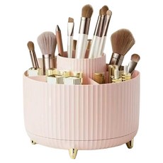 딜리 회전식 360도 립스틱 브러쉬 수납 화장품 정리대, 핑크, 1개