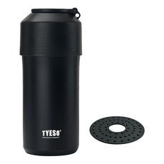 TYESO 泰碩 寶特瓶保冷瓶 大(直徑9 x 23cm) 附矽膠墊, 深液黑, 1個, 900ml