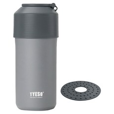 TYESO 泰碩 寶特瓶保冷瓶 大(直徑9 x 23cm) 附矽膠墊, 深灰色, 900ml, 1個
