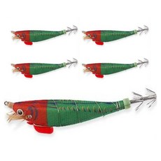 999Fishing 水平鋼絲夜光三叉木蝦假餌, 紅綠色, 14g, 5個