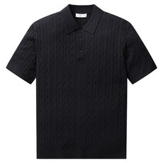 폴햄 남성용 카라넥 케이블 반팔 니트