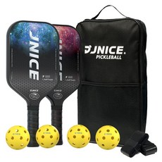 JNICE 久奈司 STARFIELD 匹克球雙拍套組 球拍 2個 + 匹克球 4個 + 收納包 + 握把布 2個, 星際, 1套