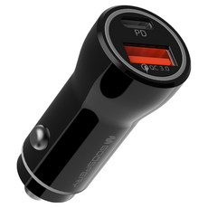 구스페리 PPS PD 38W C타입 A타입 2포트 차량용 시거잭 고속 충전기, 블랙