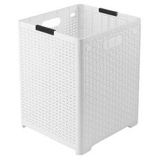 파라다이소 모던 라탄 패턴 폴딩 런드리 바스켓, 화이트