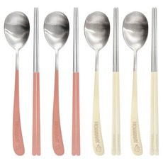 HOMEANY 彩色韓式餐具湯筷4件組