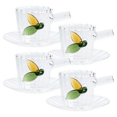 이첸도르프 그린가든 리프 글라스 커피잔 세트, 혼합색상, 4세트