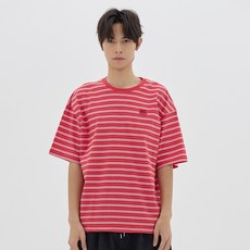 어반에이지 남녀공용 스트라이프 오버핏 면 반팔 티셔츠