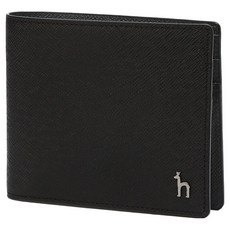 HAZZYS BASIC 素色小狗標誌牛皮短夾 HJWA6E906BK