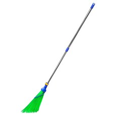 월드크린 개량비 소 원터치 2단 스텐 도로 빗자루, 1개, 블루