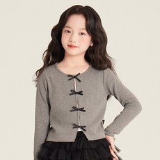 조이멀티 발레코어 리본배색 긴팔 골지 티셔츠