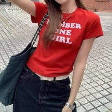 Theflow commerce 女款復古字母印花休閒短袖T恤