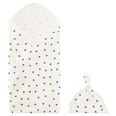 Starbean 新生兒圖案包巾 + 帽子套組 One size