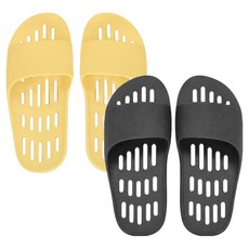 샤바스 부드러운 플랫 물빠짐 욕실화 2종 세트, 차콜, 버터, 1세트