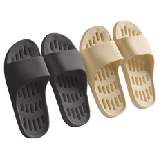 샤바스 부드러운 플랫 물빠짐 욕실화 2종 세트, 샌드베이지, 차콜, 1세트