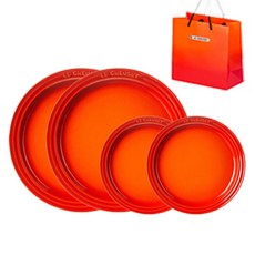 르크루제 원형접시15cm x 2p 23 x 2p 쇼핑백S, 1개, 원형접시15cm x 2p, 23 x 2p, 쇼핑백S, 주황