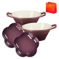 르크루제 카술레 서빙볼 2p 플라워 디쉬 2p 쇼핑백M, 1개, 서빙볼 2p, 플라워 디쉬 2p, 쇼핑백M, 피그