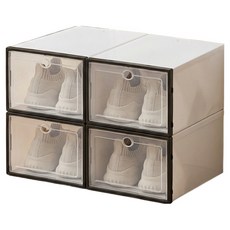 마메 투명 수납 조립식 신발 정리함 소형, 반투명블랙, 4개