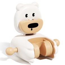쉼표온 흡착식 샤워기 거치대 무타공 이동형, 화이트 베어, 1개
