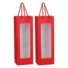 코레시스 와인 1구 크래프트 투명창 선물백 12.5 x 8.5 x 36 cm, 레드, 2개