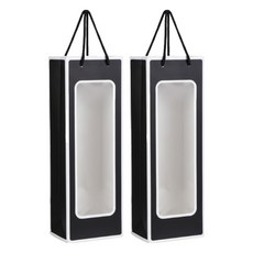 코레시스 와인 1구 크래프트 투명창 선물백 12.5 x 8.5 x 36 cm, 블랙 화이트프레임, 2개