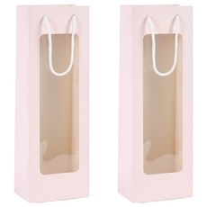 코레시스 와인 1구 크래프트 투명창 선물백 12.5 x 8.5 x 36 cm, 핑크, 2개