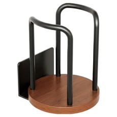 코이드림 주방 업소 원목 스텐 컵걸이 부착형, 블랙, 1개