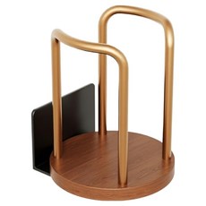 코이드림 주방 업소 원목 스텐 컵걸이 부착형, 골드, 1개