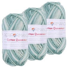 마마니트 코튼퀸 자카드 뜨개실, 9030 그린mix, 3개