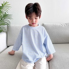 adorebebe 兒童蓬鬆七分袖條紋T恤