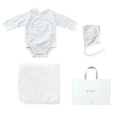 BABY&I 新生兒用愛心網眼連身衣 + 包巾 + 帽子禮盒組 + 提袋