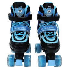 롤링스타 아동용 뉴키즈 인라인 발광휠 스케이트, 블랙, 1개