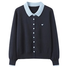 LESHOP 女款愛心刺繡亮點撞色針織開襟衫 DQ1CK006A