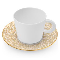 베르나르도 에퀴메 모르도레 티 컵 + 소서 세트, 화이트 + 골드, 1세트