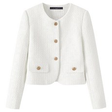 미니멈 여성용 노카라 페미닌 페이크 포켓 트위드 자켓 EA3JK014D