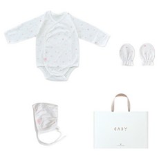 BABY&I 新生兒用愛心網眼紗衣 + 帽子 + 防抓手套 + 提袋組