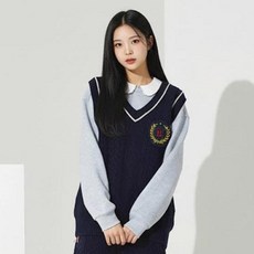 HALEY 女款寬鬆版V領針織背心 臂章 HF-TT1304