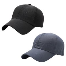 바른픽 남성용 메쉬 러닝 모자, 블랙+다크그레이, 2개