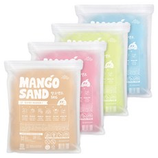 Kids Mango 芒果沙 玩沙遊戲 大容量 5kg x 4種套組, 木質, 粉紅色, 黃色, 藍色, 1套