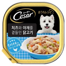 시저 치즈와 야채를 곁들인 닭고기 습식사료, 100g, 24개