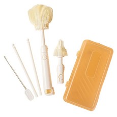 도아미 휴대용 젖병 세척솔 3종 + 건조대 세트, 오렌지