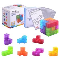 네오디늄 투명 자석 소마큐브 블럭 + 카드 54p 세트, 1세트